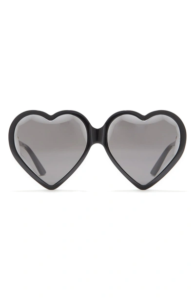 Gucci 60mm Novelty Heart Shaped Sunglasses In Black Black Grey