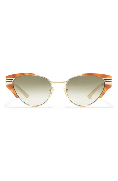 Gucci 55mm Cat Eye Sunglasses In Havana Gold Green/ggn