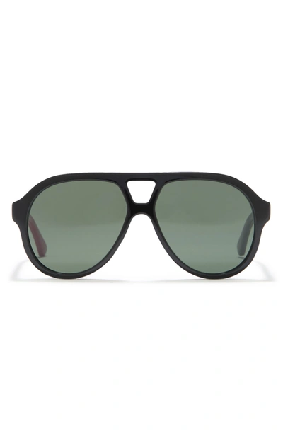 Gucci Core 56mm Aviator Sunglasses In Black Black Green