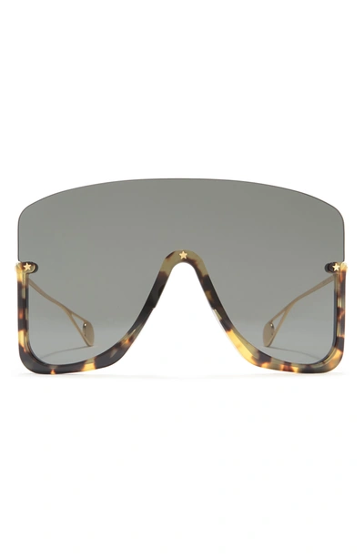 Gucci 99mm Shield Sunglasses In Havana Gold Grey