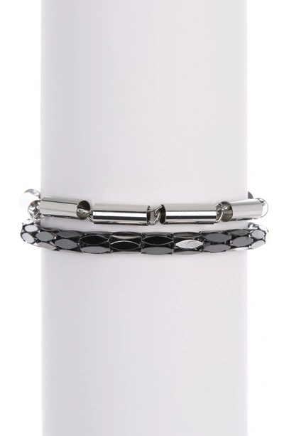 Abound Tube Chain Wrap Bracelet In Silver- Hematite