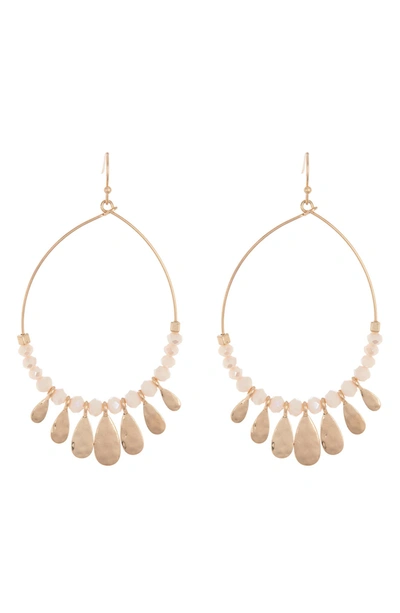 Melrose And Market Shakey Beaded Hoop Earrings In Blush- Gold