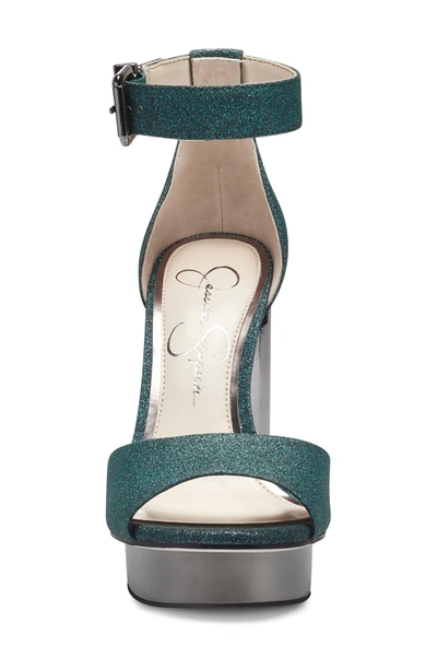 Jessica Simpson Everyn Platform Ankle Strap Sandal In Rainforest Green Glitter