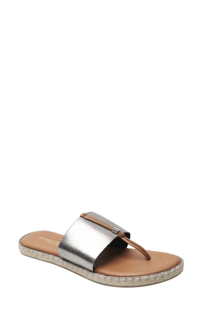 Andre Assous Elle Flip Flop In Pewter Fabric