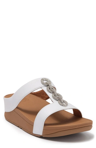 Fitflop Fino Sparkle Wedge Slide Sandal In Urban White