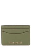 Marc Jacobs Pebbled Leather Card Case In Cactus Green