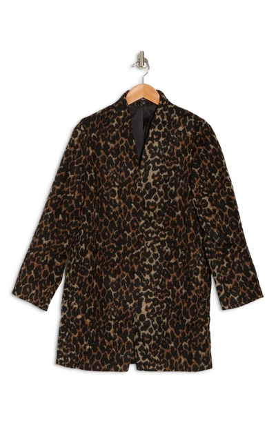 Papillon Leopard Faux Fur Coat In Brown