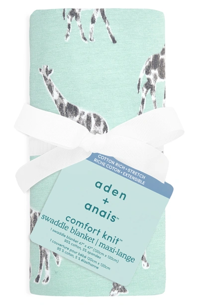Aden And Anais Babies' Aden + Anais Comfort Knit Swaddle Blanket In Jade Giraffes