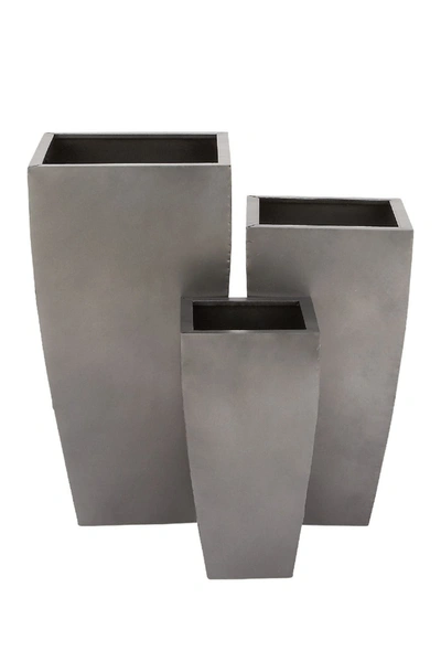 Willow Row Contemporary Tapered Rectangular Gray Iron Planter In Grey