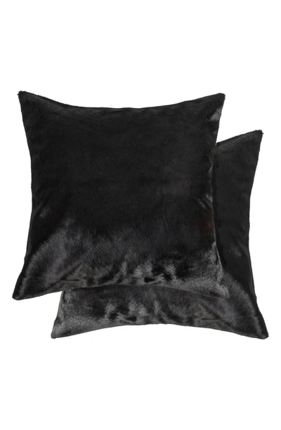 Natural Torino Cowhide Pillow In Black