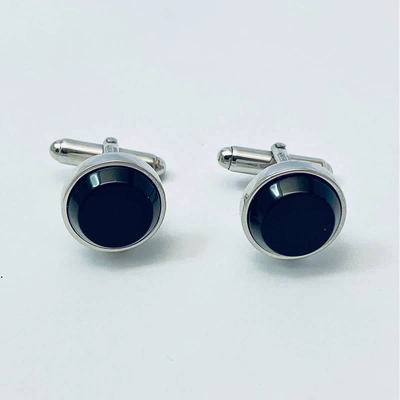 Prada Mens 925-sterling Sterling Silver Silver Onyx Cufflink