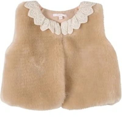Chloé Kids' Brown C Signature Faux Fur Vest