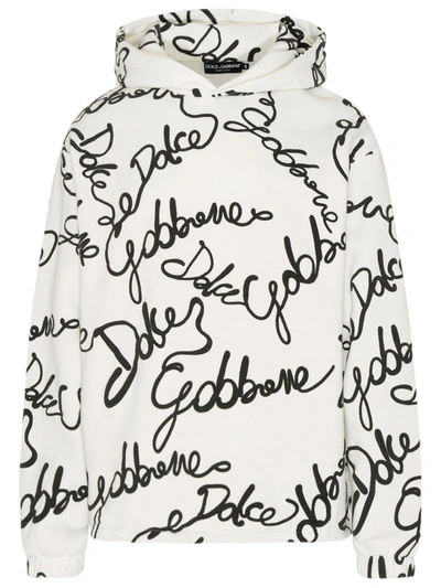 Dolce & Gabbana Hooded Sweatshirt With Three-dimensional Print In White