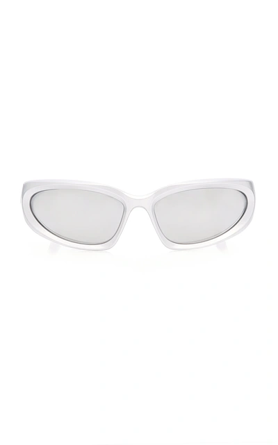 Balenciaga Women's Fashion Show Oval Injection Sunglasses In Silver,black