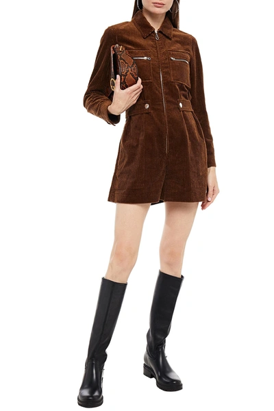 Sandro Judo Cotton-corduroy Playsuit In Brown