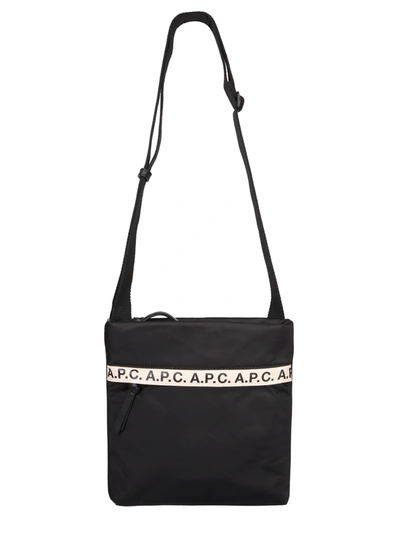 A.p.c. Shoulder Bag With Logo In Black