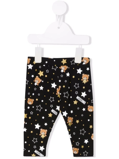 Moschino Babies' Teddy Bear Star-print Leggings In Black
