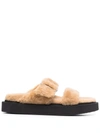Giuseppe Zanotti Buckled Platform Slides In 中性色