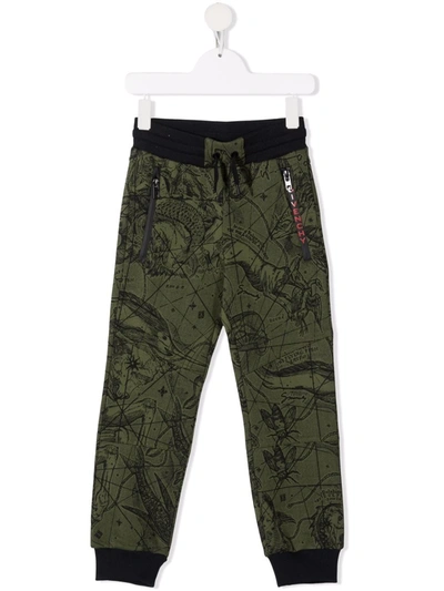 Givenchy Kids' Graphic-print Track Pants In 绿色