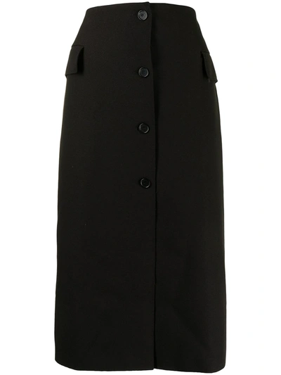 Msgm Button-up Maxi Skirt In 黑色