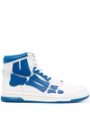 Amiri Skel-top Colour-block Leather High-top Sneakers In Blue