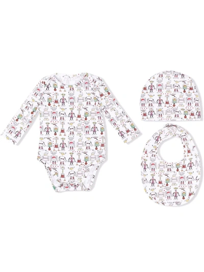 Marni Babies' Robot-print Bodysuit In 白色