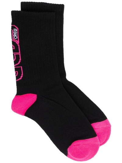 Gcds Intarsia-knit Logo Socks In 黑色
