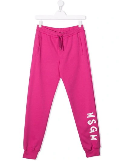 Msgm Teen Logo-print Track Trousers In 粉色