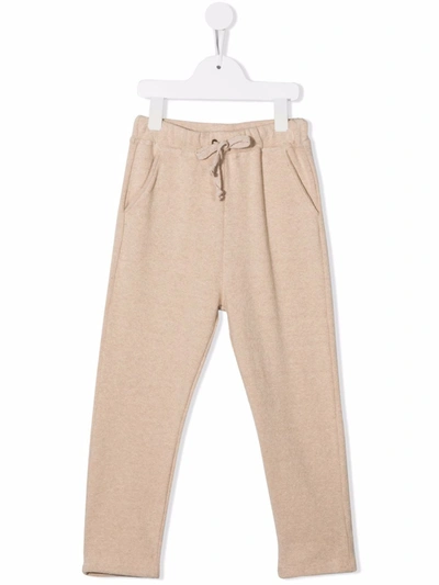 Zhoe & Tobiah Straight-leg Cotton-blend Track Trousers In 中性色