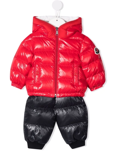 Moncler Babies' Feather-down Padded Jacket And Trousers In 黑色