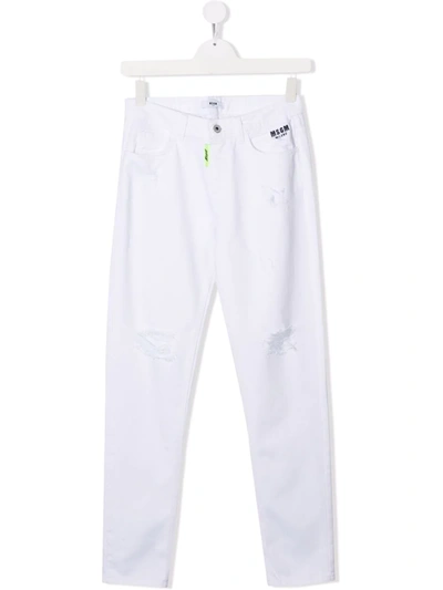 Msgm Teen Logo-print Skinny-cut Jeans In Denim