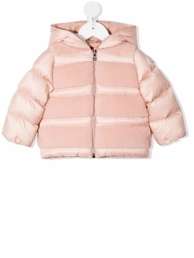 Moncler Babies' Shearling Padded Coat In 粉色