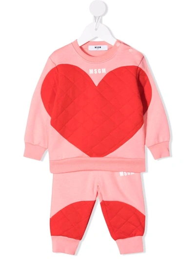 Msgm Multicolor Tracksuit For Baby Girl In Pink