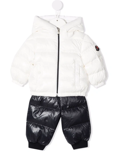 Moncler Babies' Feather-down Padded Jacket And Trousers In 白色