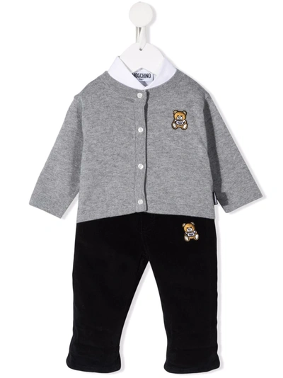 Moschino Babies' Teddy Bear Trouser Set In 黑色