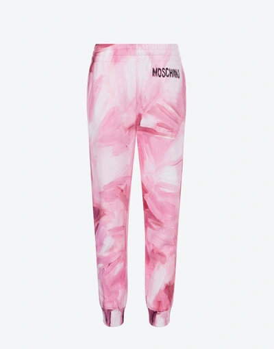 Moschino Mens Fantasy Print Pink Finger Paint-print Cotton-jersey Jogging Bottoms 30 In Orange