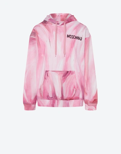 Moschino All-over Paint Detail Logo Hoodie In Pink