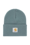 Carhartt Watch Hat Logo-patch Beanie In Eucalyptus (green)