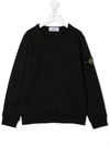 STONE ISLAND JUNIOR KIDS BLACK ROUND-NECK SWEATSHIRT WITH LOGO PATCH,751661340 V0029