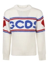 Gcds Logo-print Knitted Jumper In Dark White