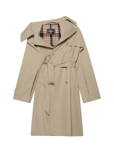 Balenciaga Asymmetric-lapels Trench Coat In Nude