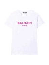 BALMAIN T-SHIRT,6P8521.Z0003 100RS BIANCO ROSA