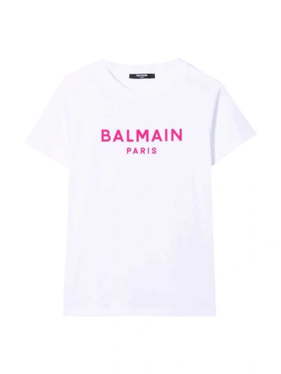 Balmain Kids' T-shirt In Rs Bianco Rosa