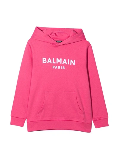 Balmain Kids' Unisex Pink Sweatshirt In Bc Fuxia Bianco