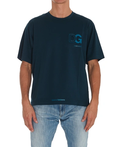 Dolce & Gabbana Tridimensional Dg Logo T-shirt In Blue