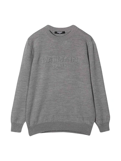 Balmain Kids' Unisex Gray Sweatshirt In Grigio