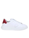 PHILIPPE MODEL TEMPLE SNEAKERS IN WHITE LEATHER,BTLU VK02