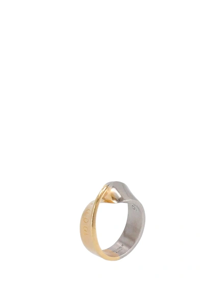 Maison Margiela Twisted Ring With Logo In Gold