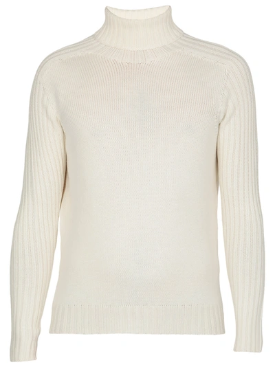 Tagliatore Virgin Wool High Neck Sweater In Beige