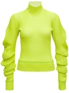Bottega Veneta Turtleneck Ribbed Silk Spiral Sweater In Yellow